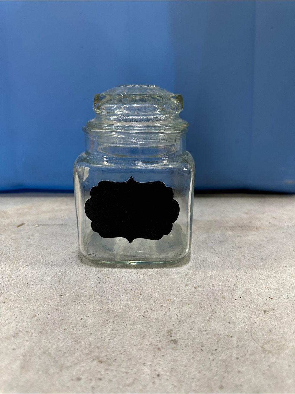 Clear Glass Apothocary Jar with Chalkboard Label